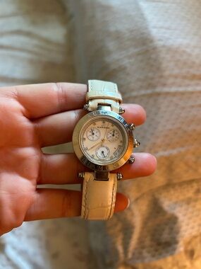 Cream Leather Chronograph Women's Watch